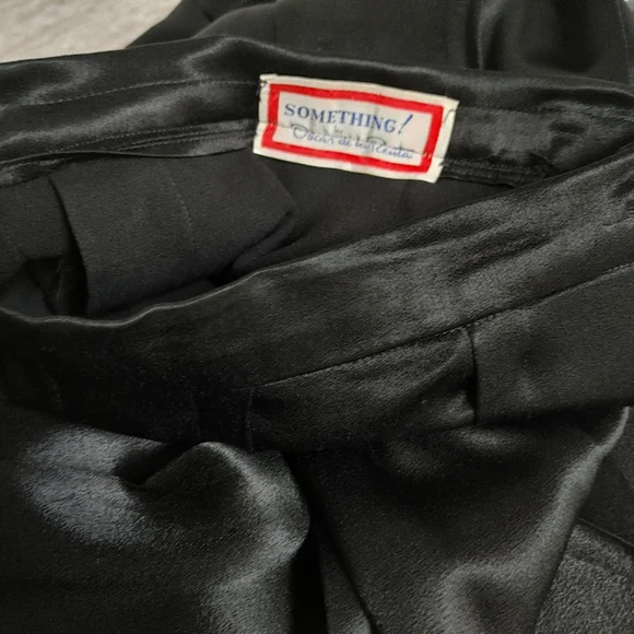 VTG Something! Oscar De la Renta Black Satin Maxi Skirt XXS-XS